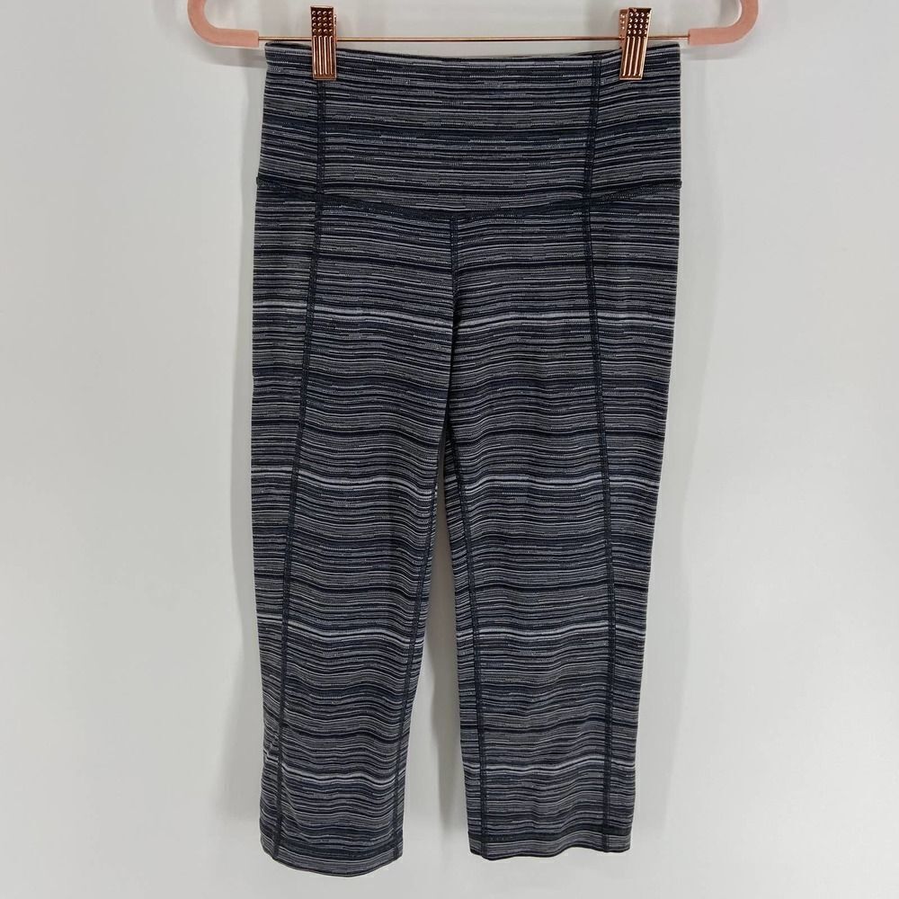 Lululemon Gray Space Dye Wunder Under Crop Athletic Workout Legging Womens 4